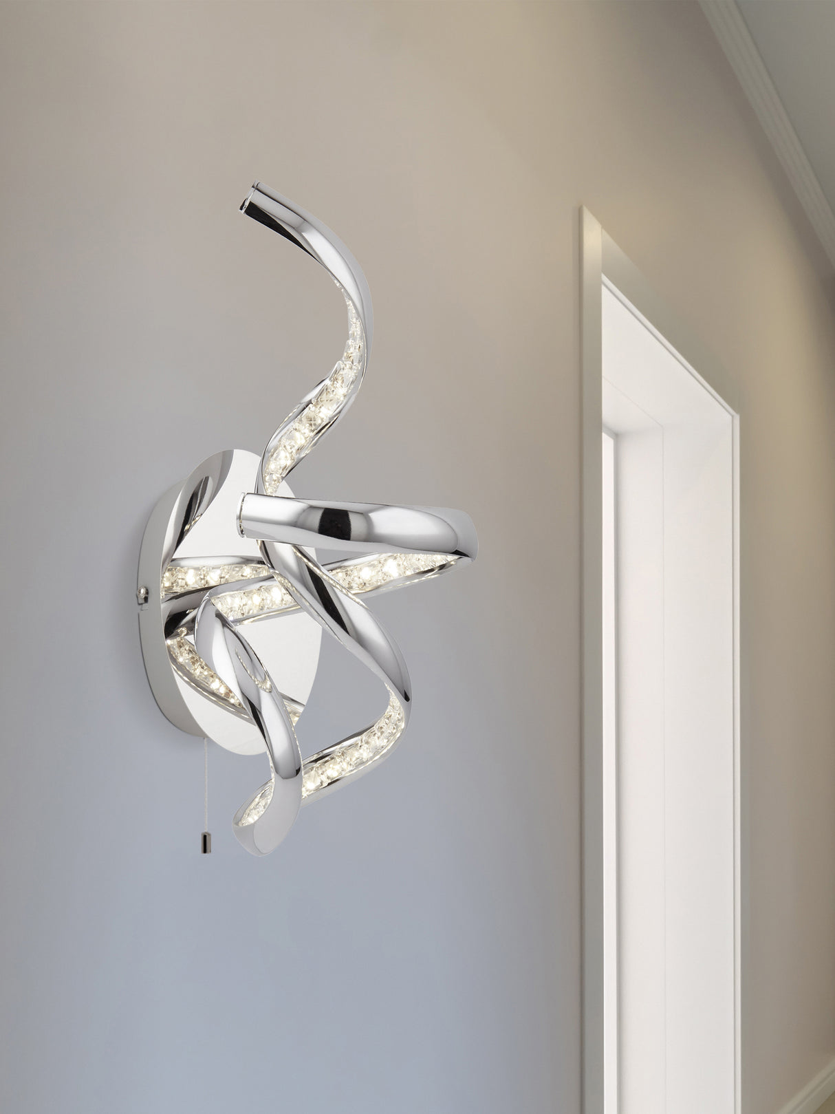 Searchlight Electric Twirls Wall Light  - Chrome Metal & Glass 9208CC