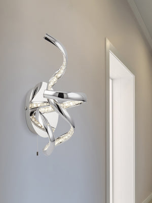 Searchlight Electric Twirls Wall Light  - Chrome Metal & Glass 9208CC