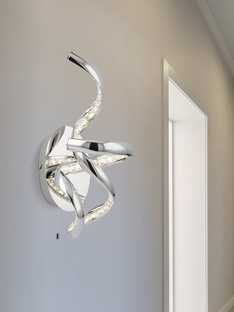 Searchlight Electric Twirls Wall Light  - Chrome Metal & Glass 9208CC