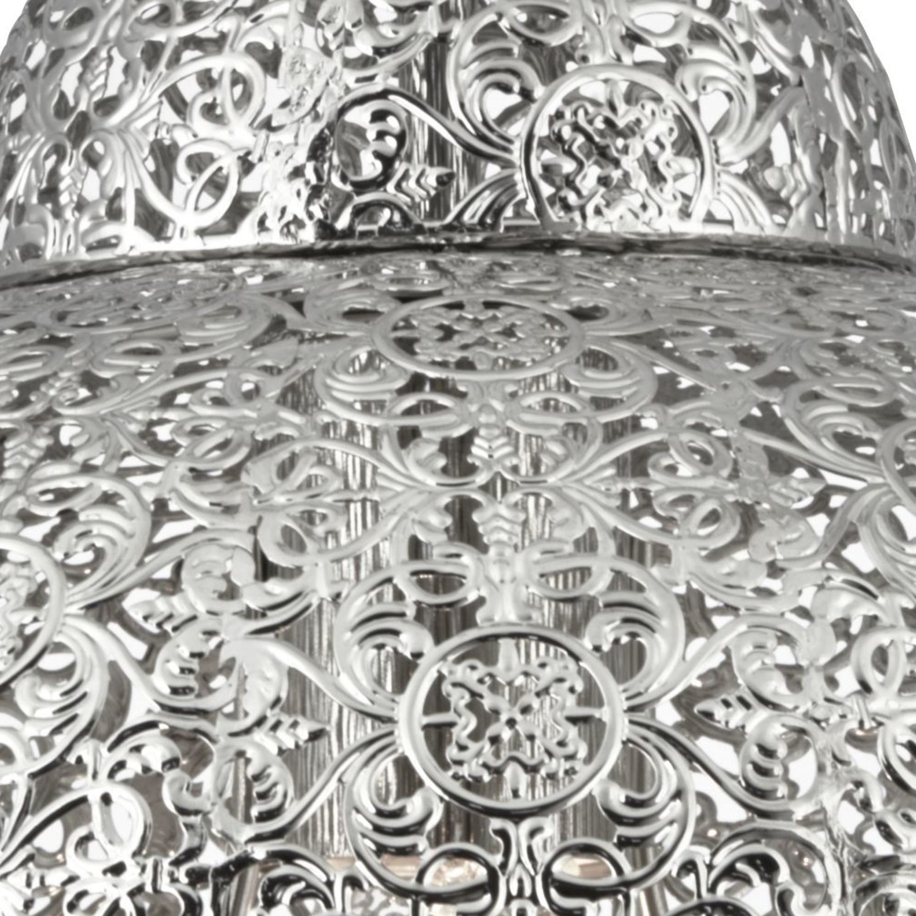 Searchlight Electric Fretwork Pendant  - Laser Cut Nickel Metal 9221-1SS