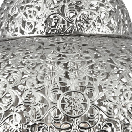 Searchlight Electric Fretwork Pendant  - Laser Cut Nickel Metal 9221-1SS