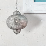 Searchlight Electric Fretwork Pendant  - Laser Cut Nickel Metal 9221-1SS