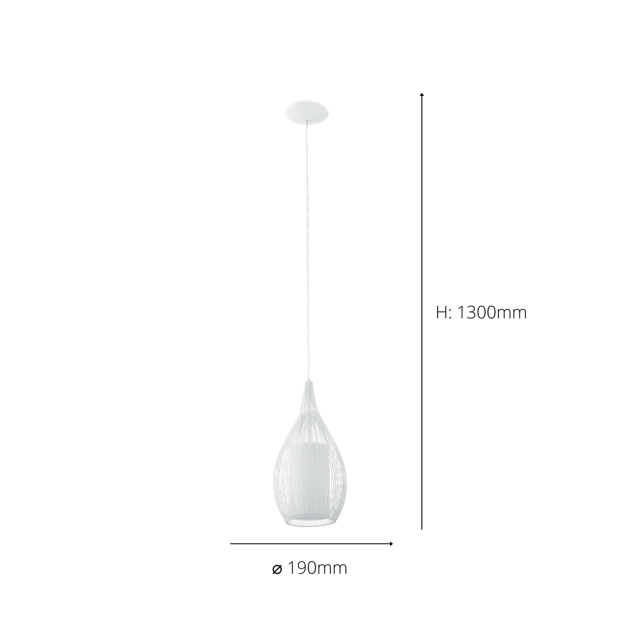 Eglo EU Razoni White Metal And Glass 1 Light Ceiling Fitting, (D) 19cm