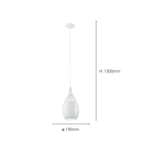 Eglo EU Razoni White Metal And Glass 1 Light Ceiling Fitting, (D) 19cm