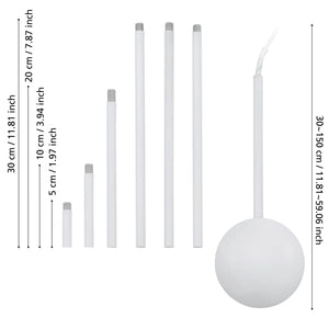 Eglo EU EXTENTION Suspension Accessory – White Steel Extension Bar, 1570?mm, Indoor Lighting Accessory