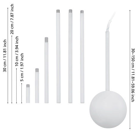 Eglo EU EXTENTION Suspension Accessory – White Steel Extension Bar, 1570?mm, Indoor Lighting Accessory