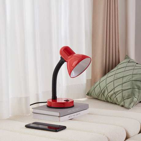 Eglo EU Basic Red Plastic Flexible Table Lamp