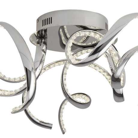 Searchlight Electric Twirls LED Flush- Chrome & Clear Crystal 9233-3CC