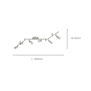 Eglo EU Buzz-LED Satin Nickel Steel 6-Light Spotlight