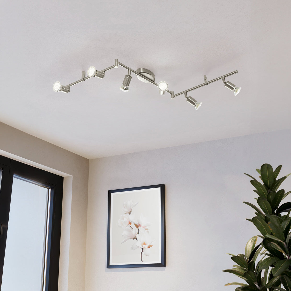 Eglo EU Buzz-LED Satin Nickel Steel 6-Light Spotlight
