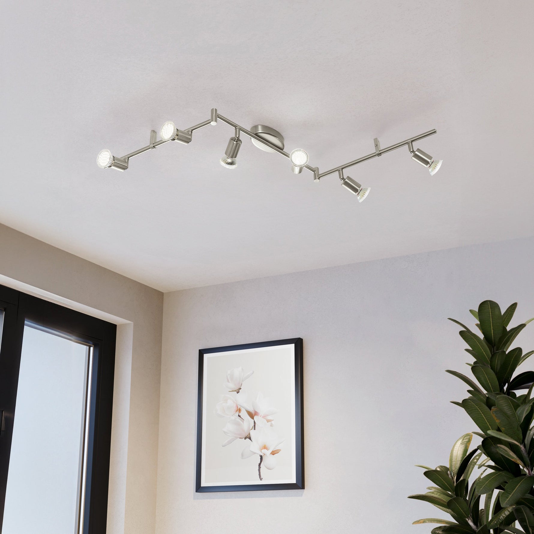 Eglo EU Magnum-LED Satin Nickel & Chrome Classic 2-Light Spotlight product image - Endon Lighting from First Light Direct with great prices and fast UK delivery