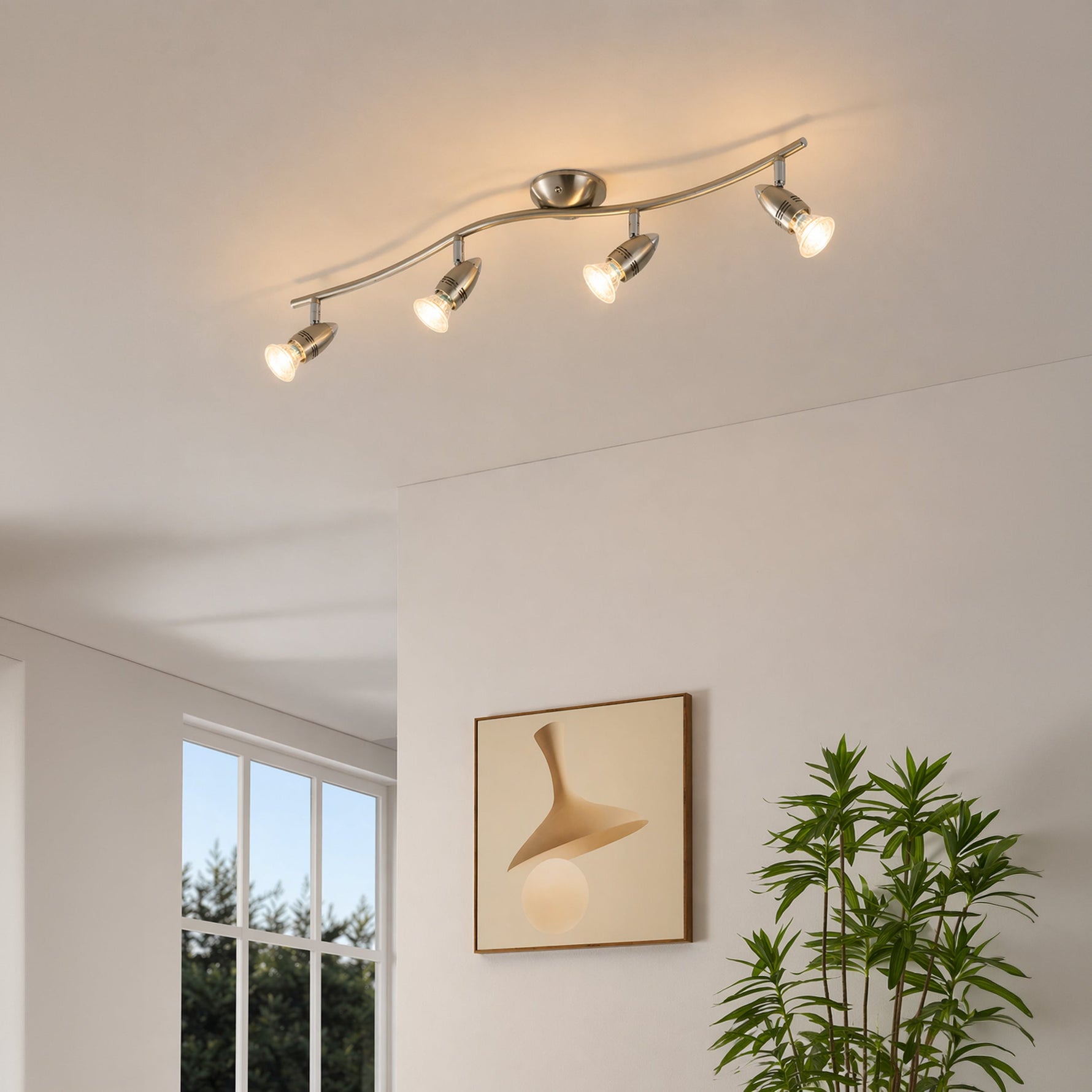 Eglo EU Roncade Steel Chrome LED Contemporary Ceiling Light product image - Endon Lighting from First Light Direct with great prices and fast UK delivery