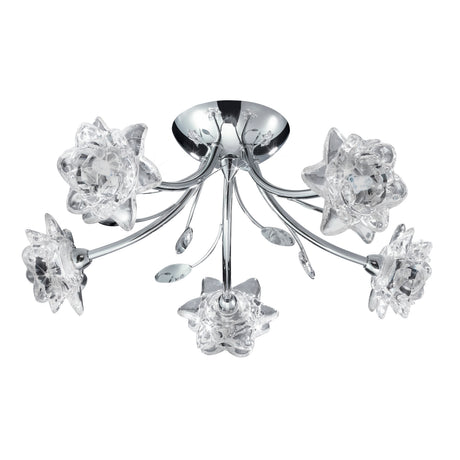 Searchlight Electric Bellis 5Lt Semi-Flush - Chrome & Clear Glass 9285-5CC
