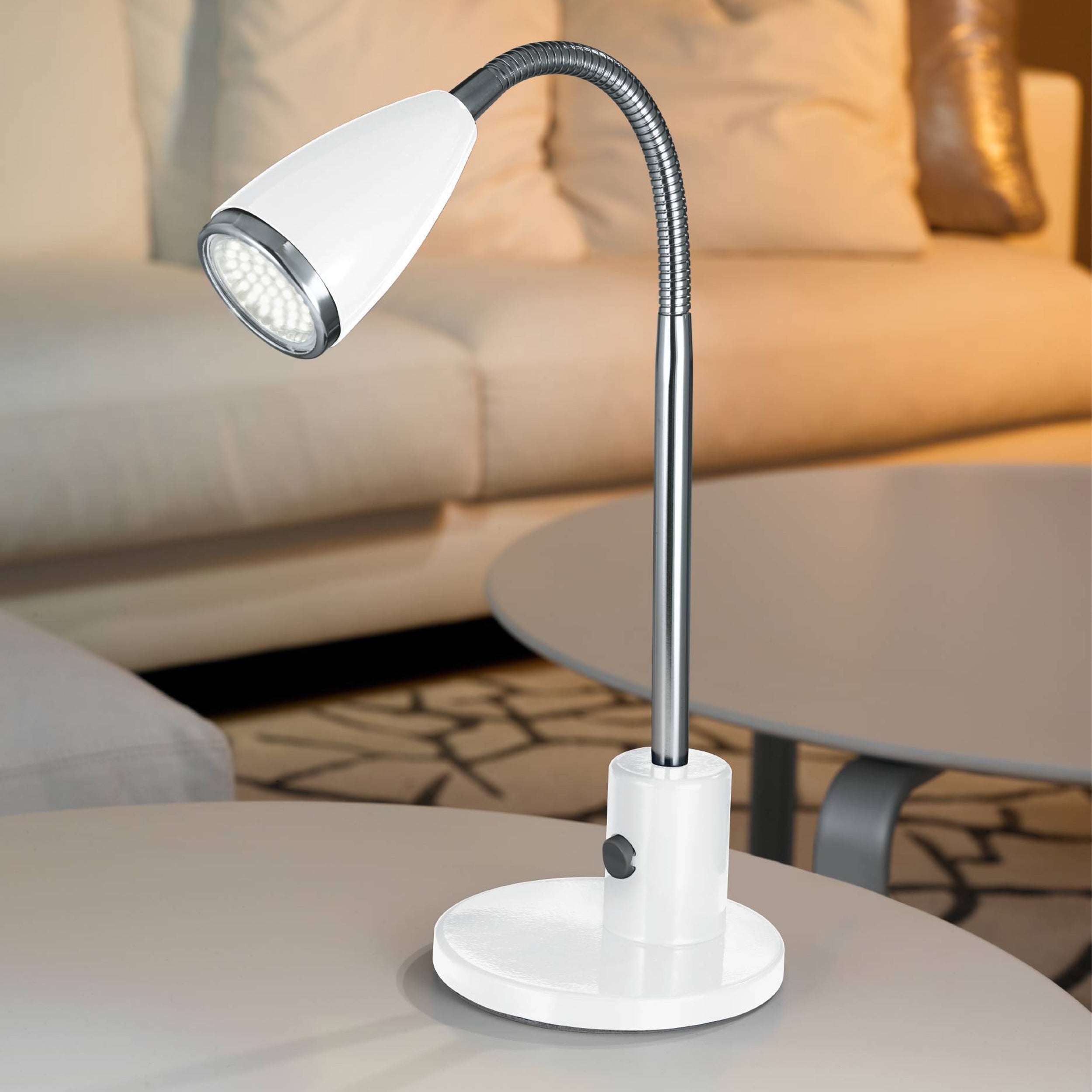 Eglo EU FOX Table Lamp – Anthracite & Chrome Steel, Adjustable Desk Light, GU10 LED, Indoor Lighting