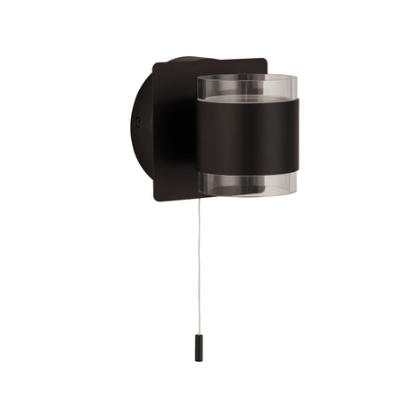Searchlight Electric Tumbler 2Lt Wall Light  - Black Metal & Clear Acrylic 93290-2BK