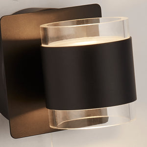 Searchlight Electric Tumbler 2Lt Wall Light  - Black Metal & Clear Acrylic 93290-2BK