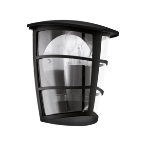 Eglo EU ALORIA Outdoor Wall Light – Black Cast Aluminium, Clear Diffuser, E27, IP44 Exterior Lighting