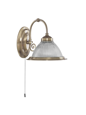 Searchlight Electric American Diner Wall Light - Antique Brass & Ribbed Glass 9341-1