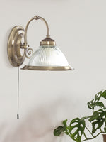 Searchlight Electric American Diner Wall Light - Antique Brass & Ribbed Glass 9341-1