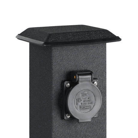Eglo EU Park 4 Outdoor Plug Socket Post Black Steel Weather?Resistant Power Column, IP44 (400mm)