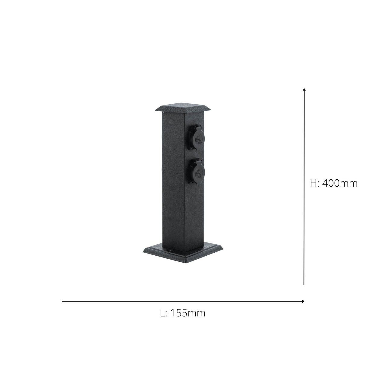 Eglo EU Park 4 Outdoor Plug Socket Post Black Steel Weather?Resistant Power Column, IP44 (400mm)