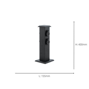 Eglo EU Park 4 Outdoor Plug Socket Post Black Steel Weather?Resistant Power Column, IP44 (400mm)