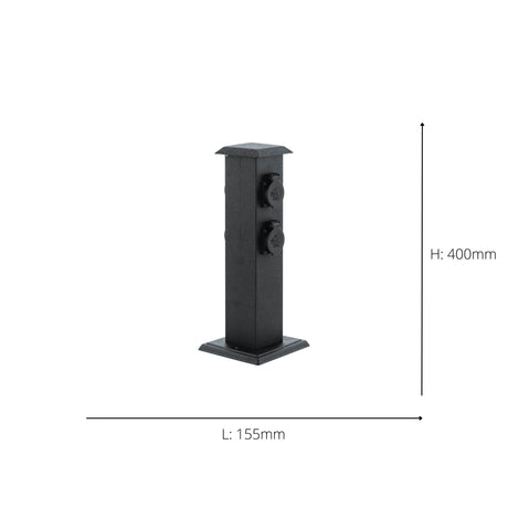 Eglo EU Park 4 Outdoor Plug Socket Post Black Steel Weather?Resistant Power Column, IP44 (400mm)