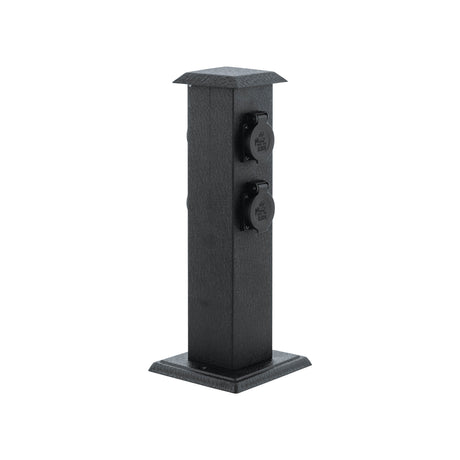 Eglo EU Park 4 Outdoor Plug Socket Post Black Steel Weather?Resistant Power Column, IP44 (400mm)