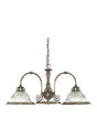 American Diner 3Lt Pendant - Antique Brass & Ribbed Glass