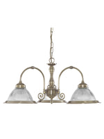 Searchlight Electric American Diner 3Lt Pendant - Antique Brass & Ribbed Glass 9343-3