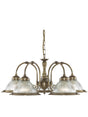 American Diner 5Lt Pendant - Antique Brass & Ribbed Glass