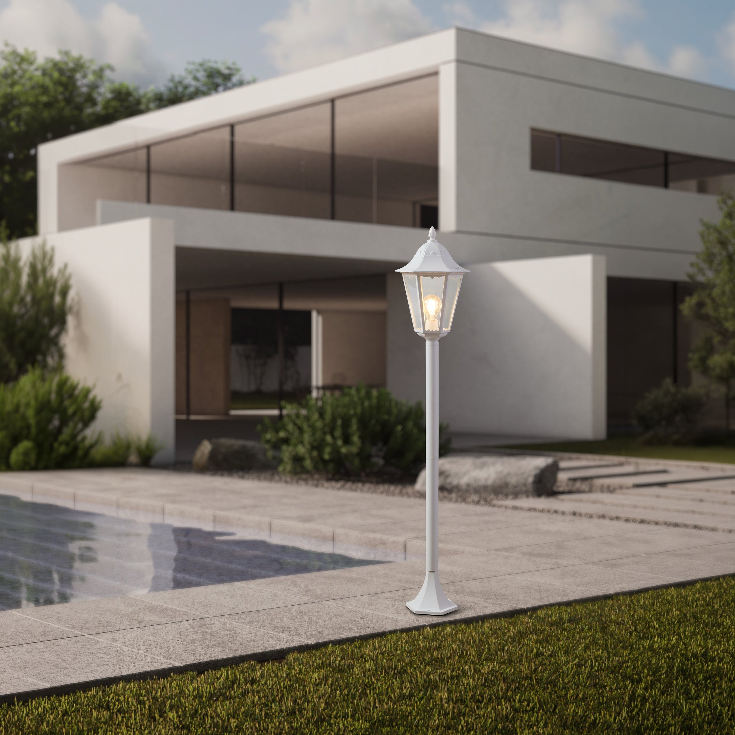 Eglo EU Navedo Exterior Aluminium White Outdoor Floor Light, Black