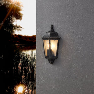 Eglo EU NAVEDO Outdoor Wall Light – Black Lantern?Style Wall Lamp, E27, IP44