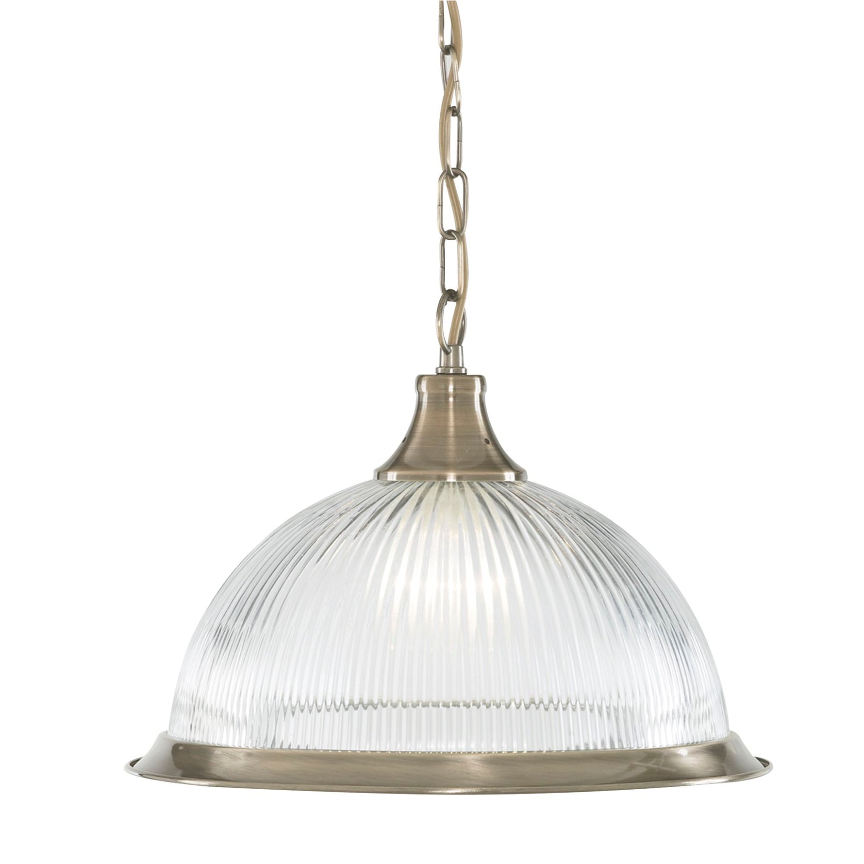 Searchlight Electric American Diner Pendant - Antique Brass & Glass 9369