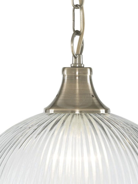 Searchlight Electric American Diner Pendant - Antique Brass & Glass 9369