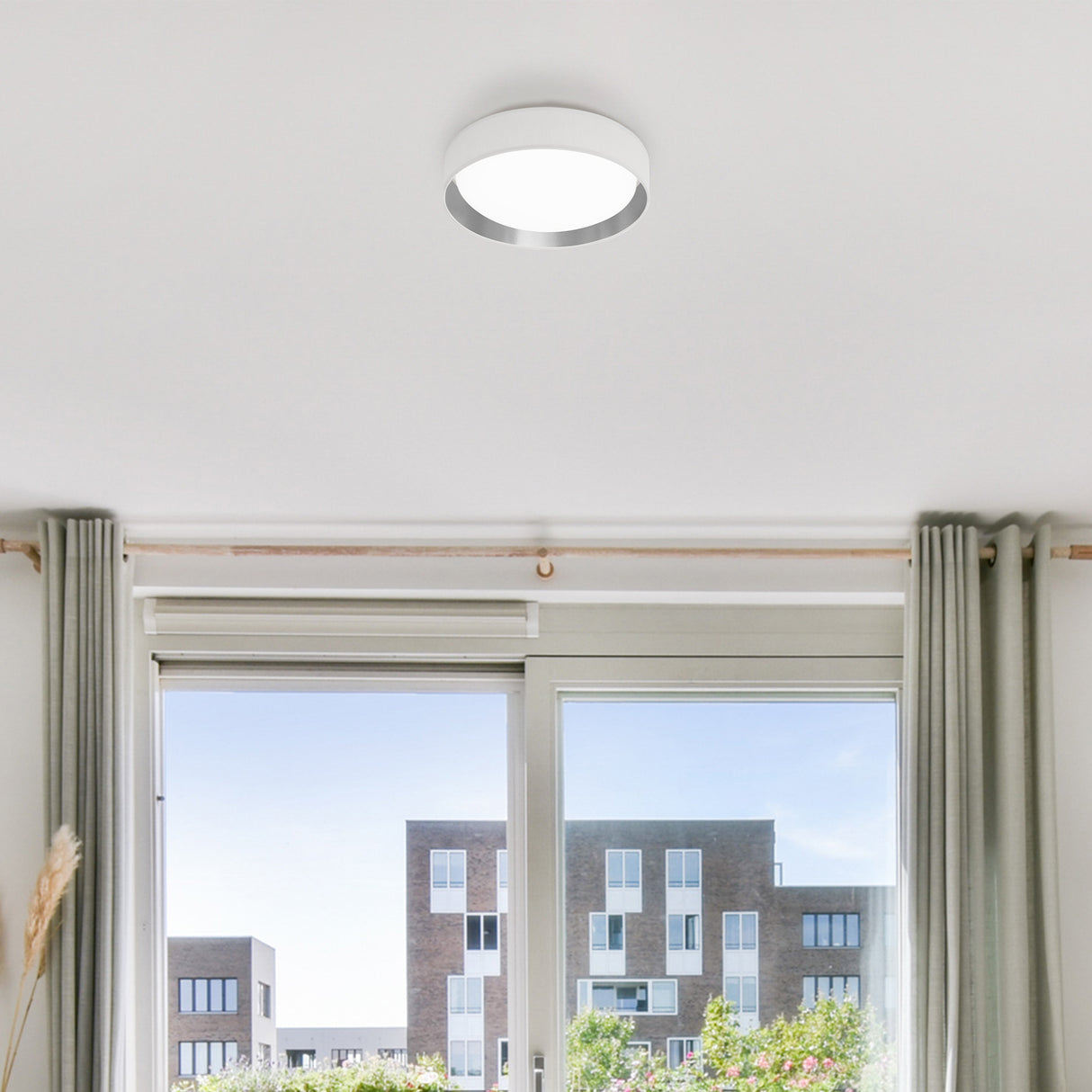 Searchlight Electric Gianna LED Flush -White Shade Silver Inner 9371-37WSI