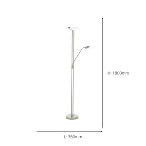 Eglo EU Baya LED Satin Nickel Steel LED Floor Lamp With Reading Light