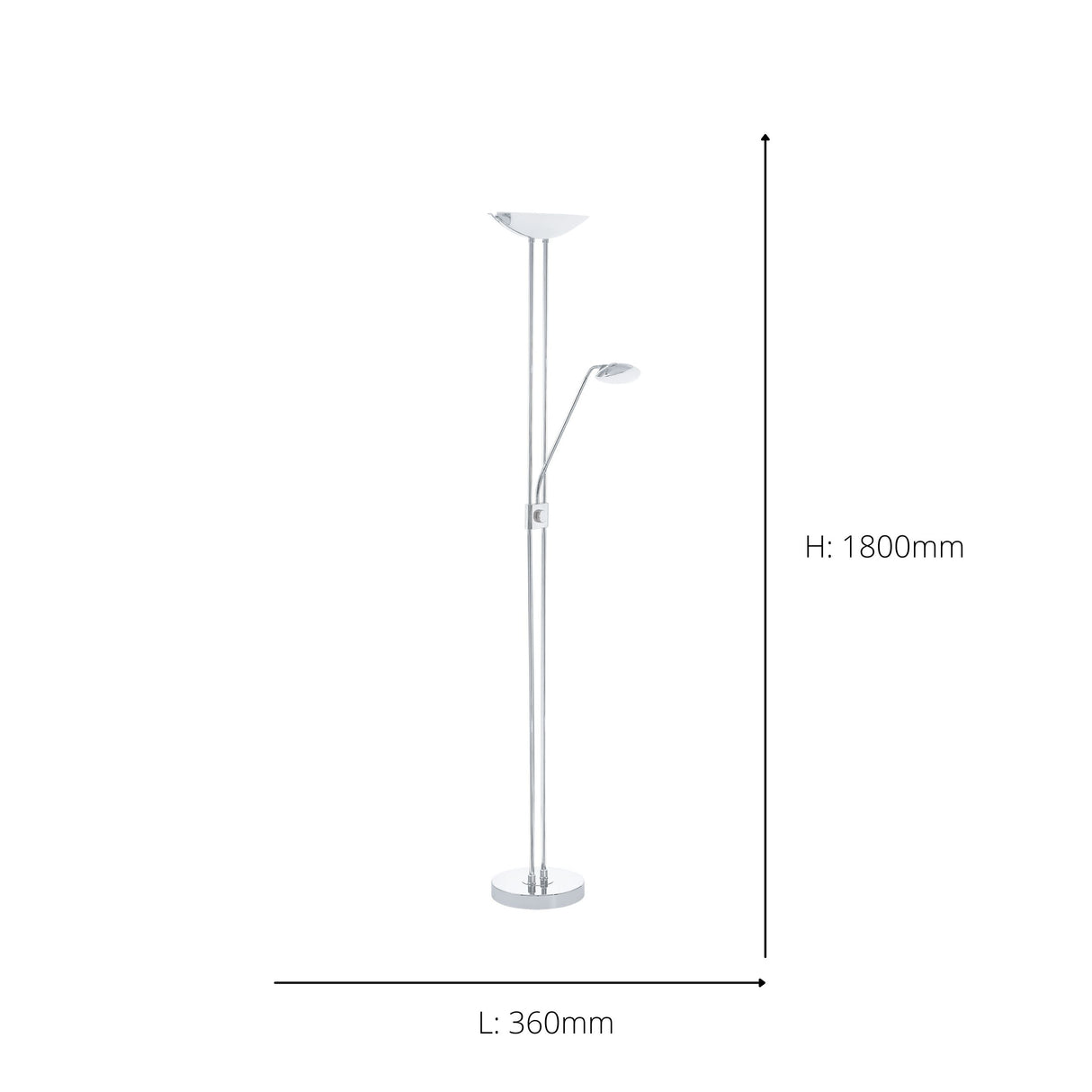 Eglo EU Baya LED Chrome Steel LED Floor Lamp With Reading Light