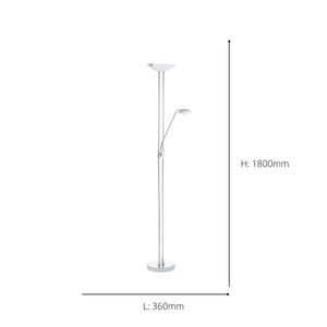 Eglo EU Baya LED Chrome Steel LED Floor Lamp With Reading Light