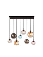 Mardi Gras II 8Lt Pendant- Matt Black Metal & Coloured Glass