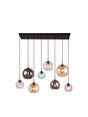 Mardi Gras II 8Lt Pendant- Matt Black Metal & Coloured Glass