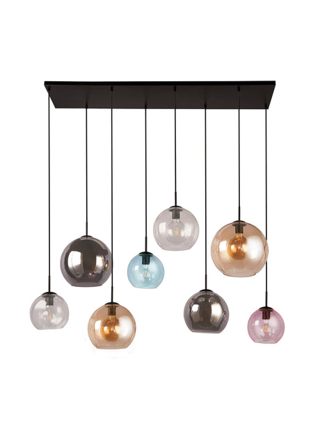 Searchlight Electric Mardi Gras II 8Lt Pendant- Matt Black Metal & Coloured Glass 94002-8BK