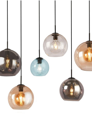 Searchlight Electric Mardi Gras II 8Lt Pendant- Matt Black Metal & Coloured Glass 94002-8BK