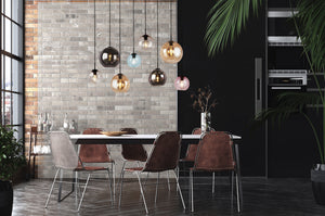 Searchlight Electric Mardi Gras II 8Lt Pendant- Matt Black Metal & Coloured Glass 94002-8BK