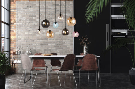 Searchlight Electric Mardi Gras II 8Lt Pendant- Matt Black Metal & Coloured Glass 94002-8BK