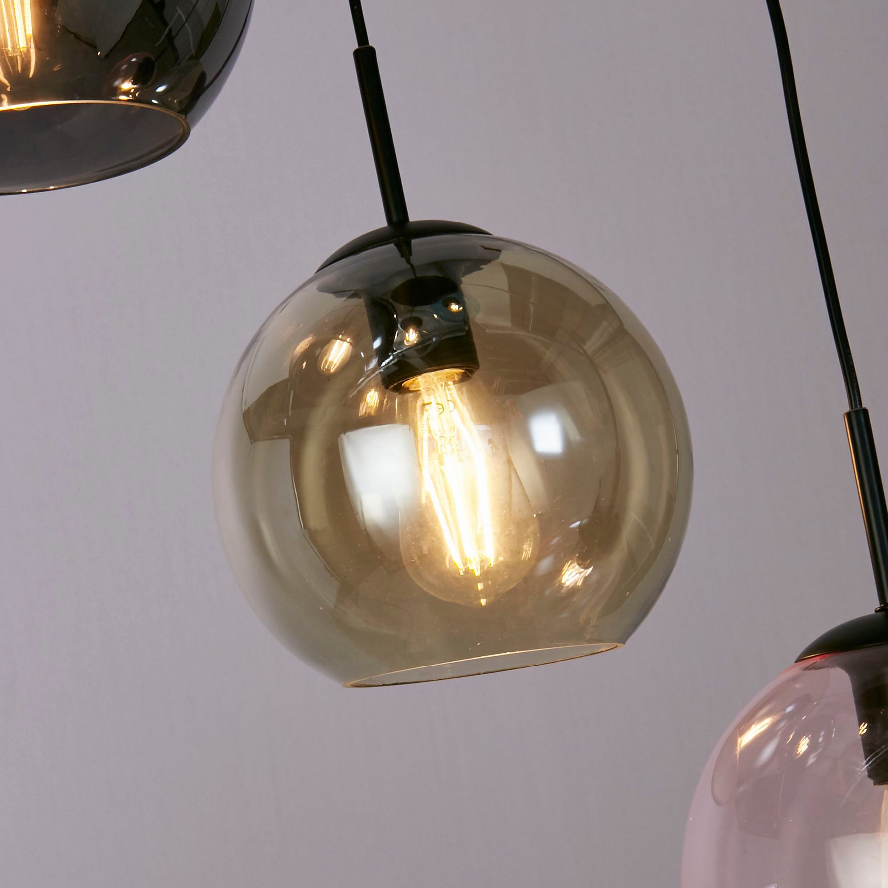 Searchlight Electric Mardi Gras II 5Lt Pendant - Black Metal & Coloured Glass 94005-5BK