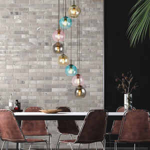 Searchlight Electric Mardi Gras II 8Lt Pendant -  Black Metal & Coloured Glass 94008-8BK