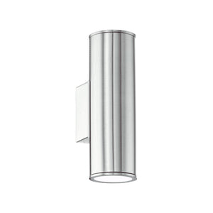 Eglo EU RIGA Outdoor Wall Light – Stainless Steel, Up & Down GU10 LED, Warm White, IP44 Exterior Lighting