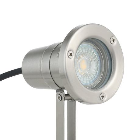 Eglo EU NEMA Outdoor Ground Spike Light – Stainless Steel, GU10 LED, Warm White, Garden Lighting