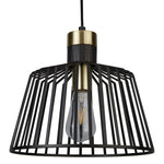 Searchlight Electric Bird Cage  Pendant  - Black & Satin Brass Metal 9411BK